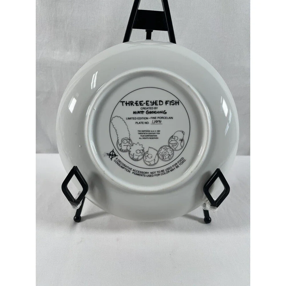 1992 Three Eyed Fish Simpsons Franklin Mint Collector Plate Gold Trim #129